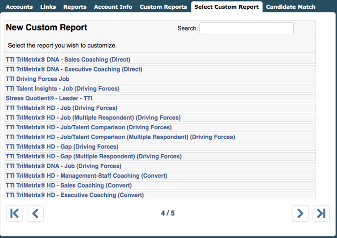 Custom Report Options